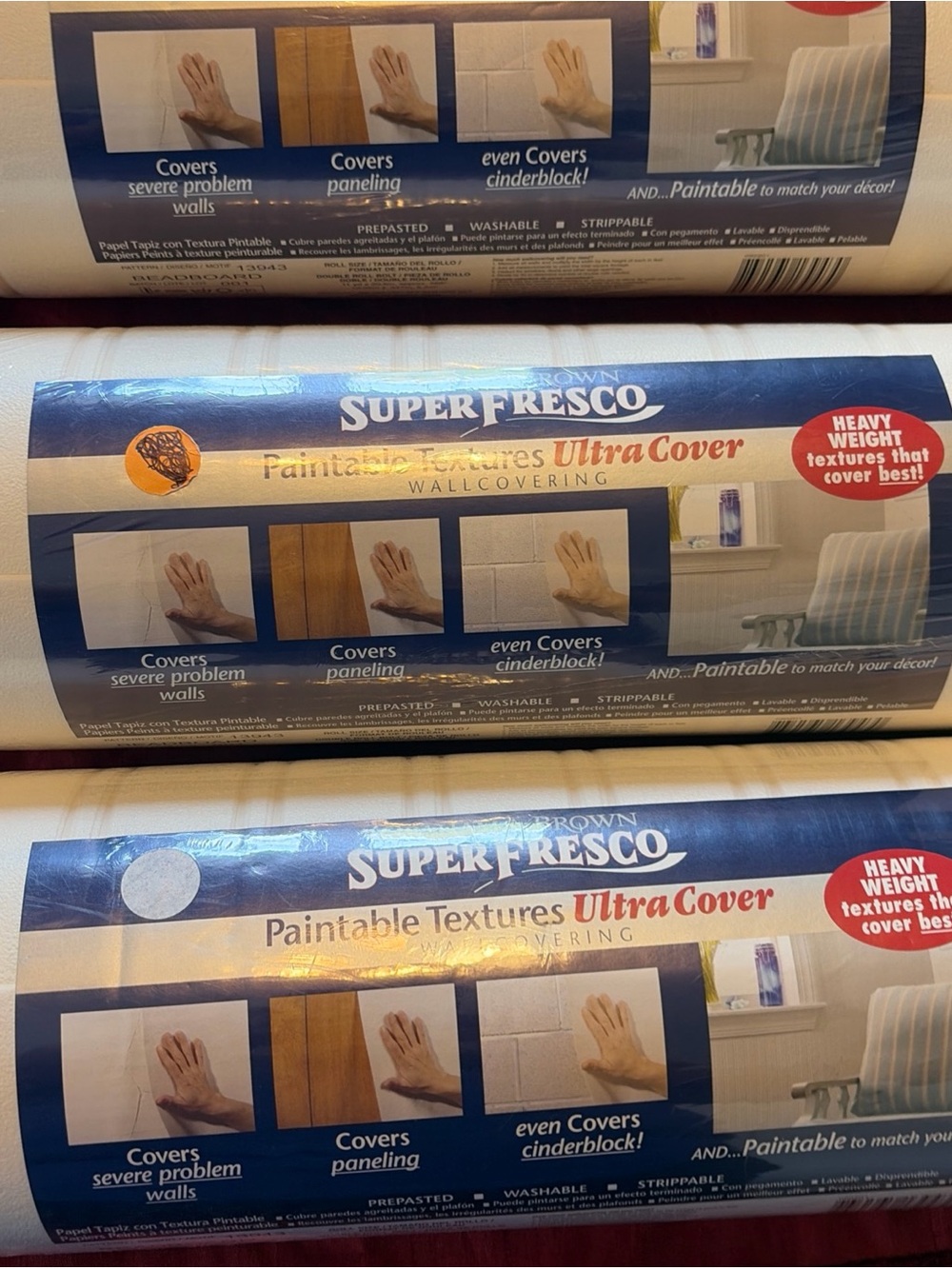 Ultra Cover Paintable striped Wallcovering paintable wallpaper 3 rolls 56 each